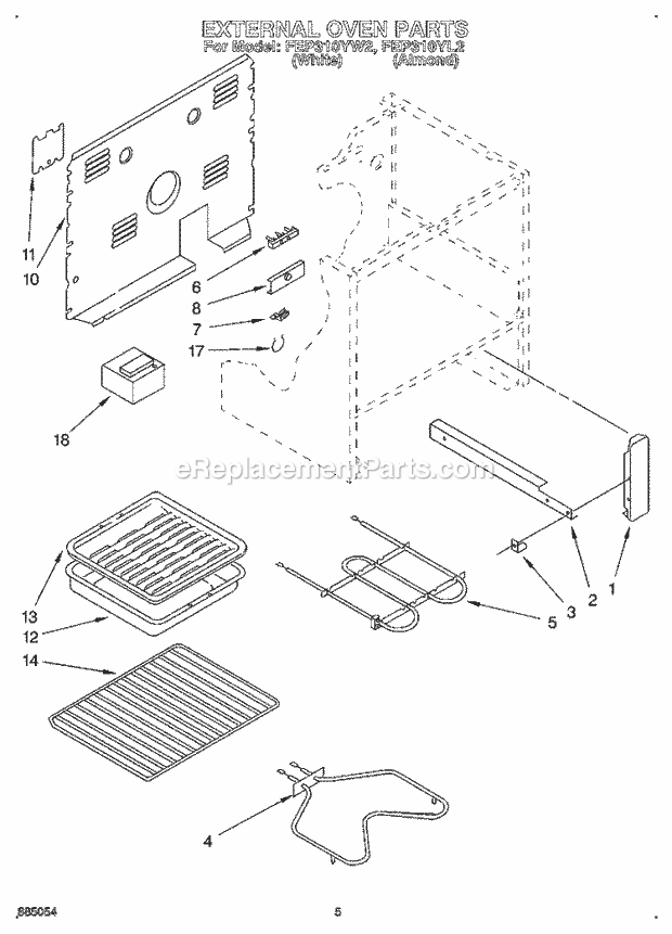 Whirlpool FEP310YL2 Range External Oven, Optional Diagram