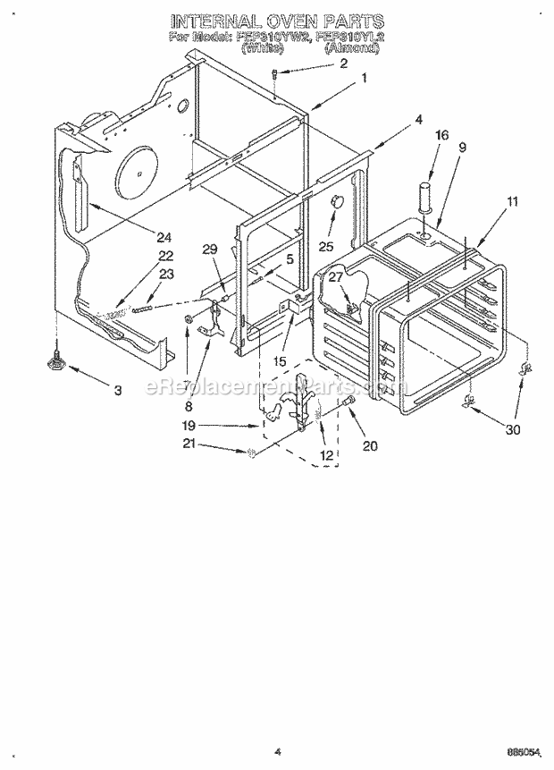 Whirlpool FEP310YL2 Range Internal Oven Diagram