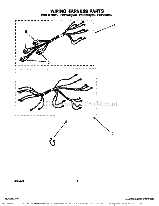 Whirlpool FEP320YL0 Range Wiring Harness Diagram