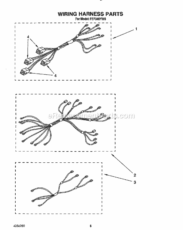 Whirlpool FEP340YL0 Range Wiring Harness, Lit/Optional Diagram