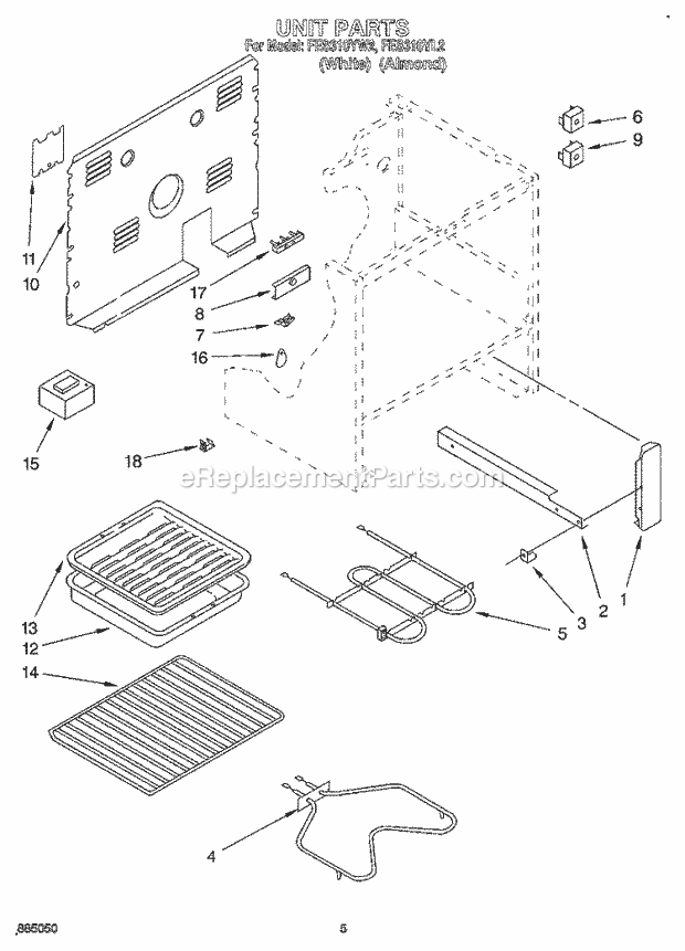 Whirlpool FES310YL2 Range Unit Diagram