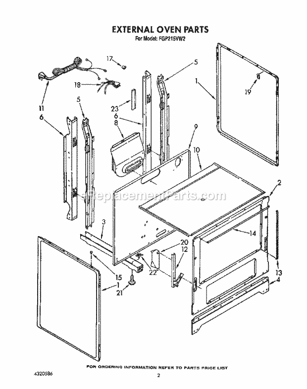 Whirlpool FGP215VL2 Range External Diagram