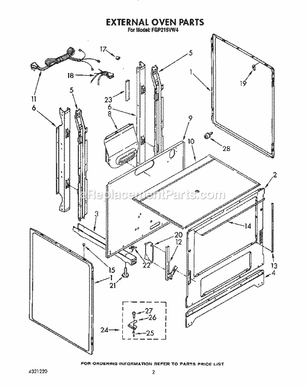 Whirlpool FGP215VL4 Range External Oven Diagram