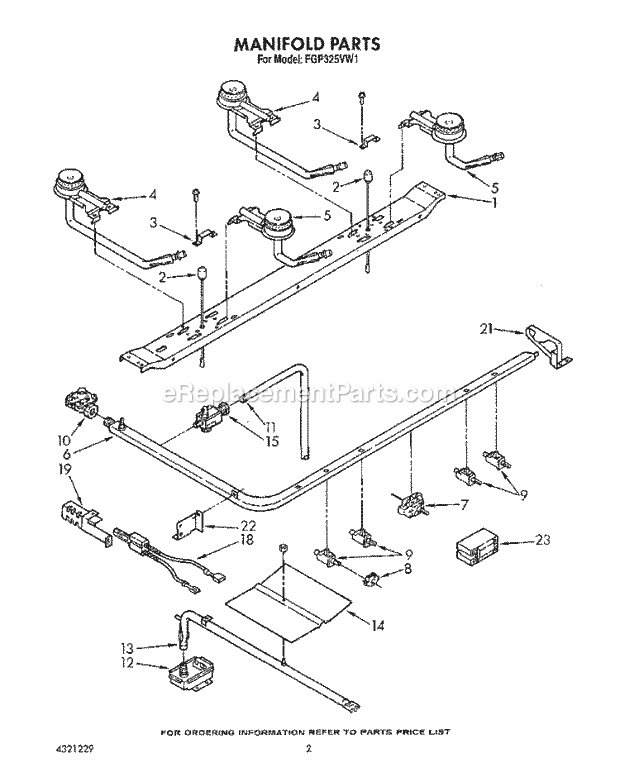 Whirlpool FGP325VL1 Range Manifold Diagram