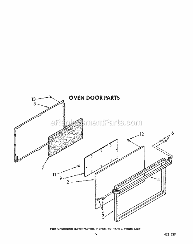 Whirlpool FGP325VL1 Range Oven Door Diagram