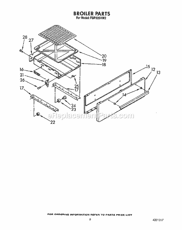 Whirlpool FGP325VL2 Rangeparts Broiler Diagram