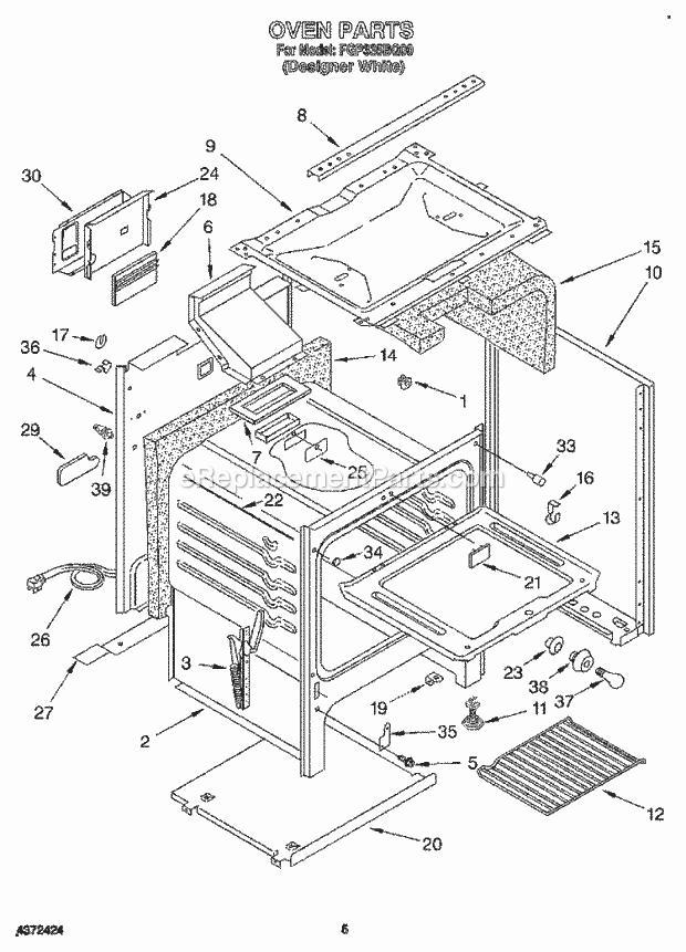 Whirlpool FGP335BQ0 Range Oven Diagram