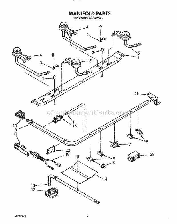 Whirlpool FGP335VL1 Range Manifold Diagram