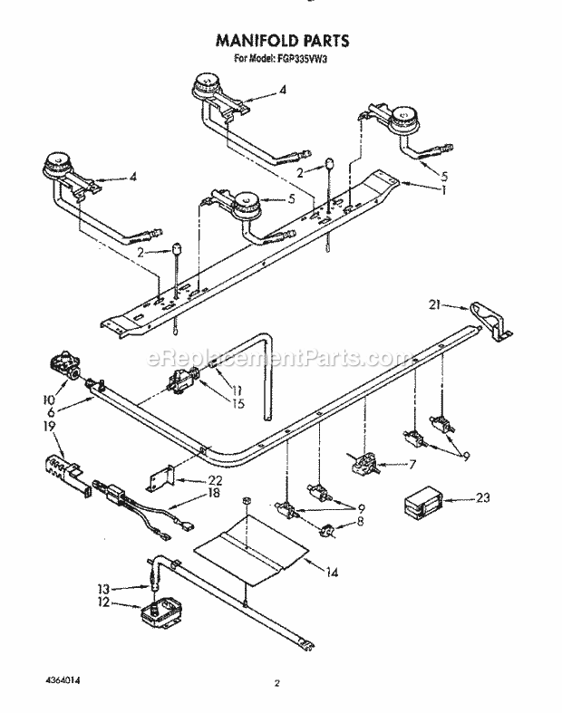 Whirlpool FGP335VL3 Range Manifold Diagram