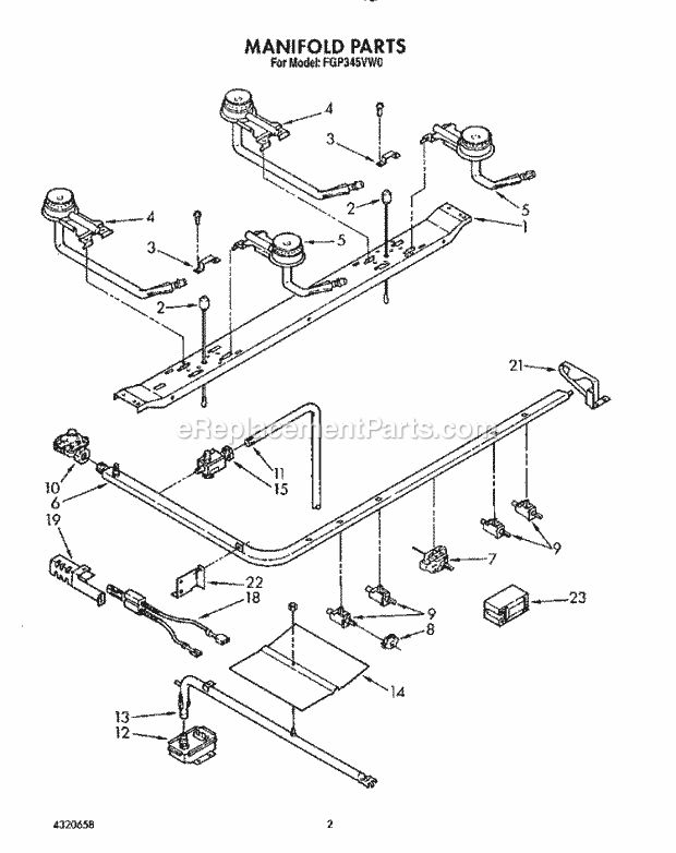 Whirlpool FGP345VL0 Range Manifold Diagram