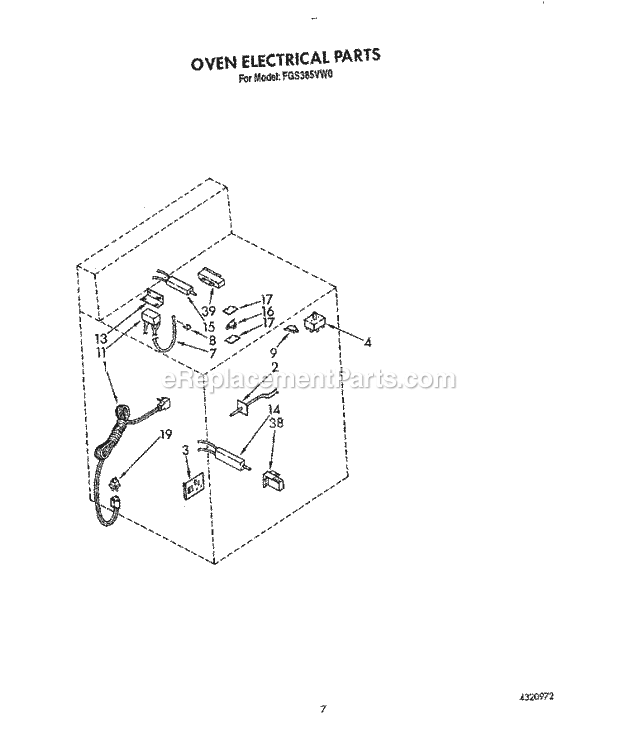 Whirlpool FGS385VL0 Range Oven Electrical Diagram