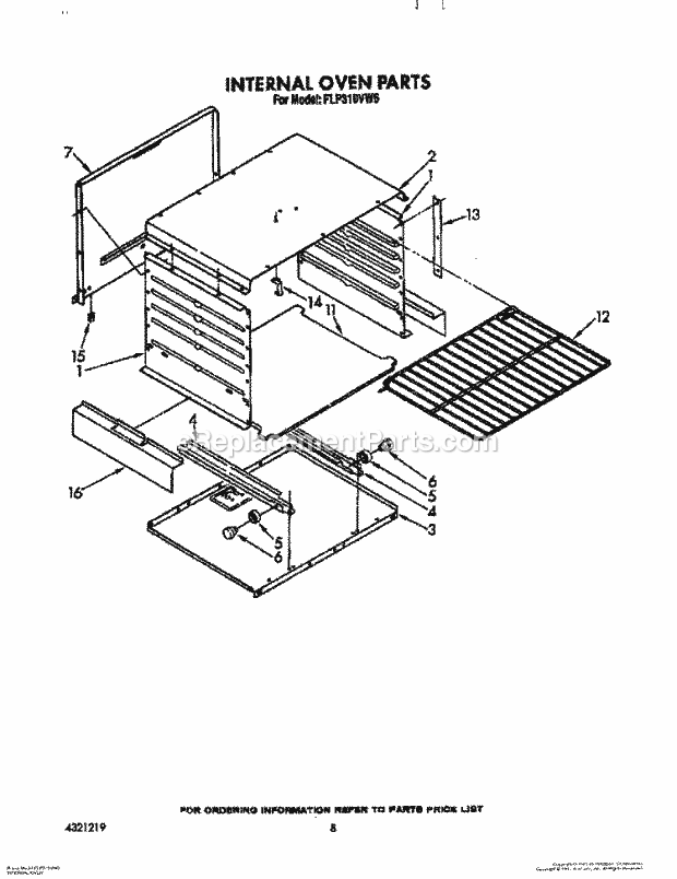 Whirlpool FLP310VL5 Range Internal Oven Diagram