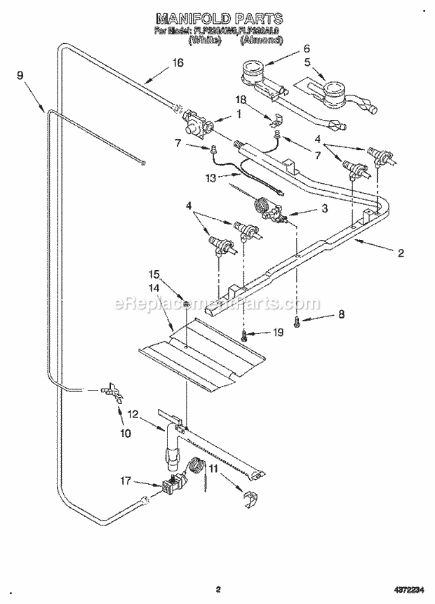 Whirlpool FLP320AL0 Range Manifold Diagram