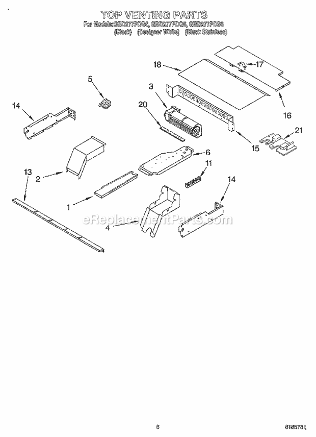 Whirlpool GBD277PDB6 Electric Built-in Oven Top Venting, Optional Diagram