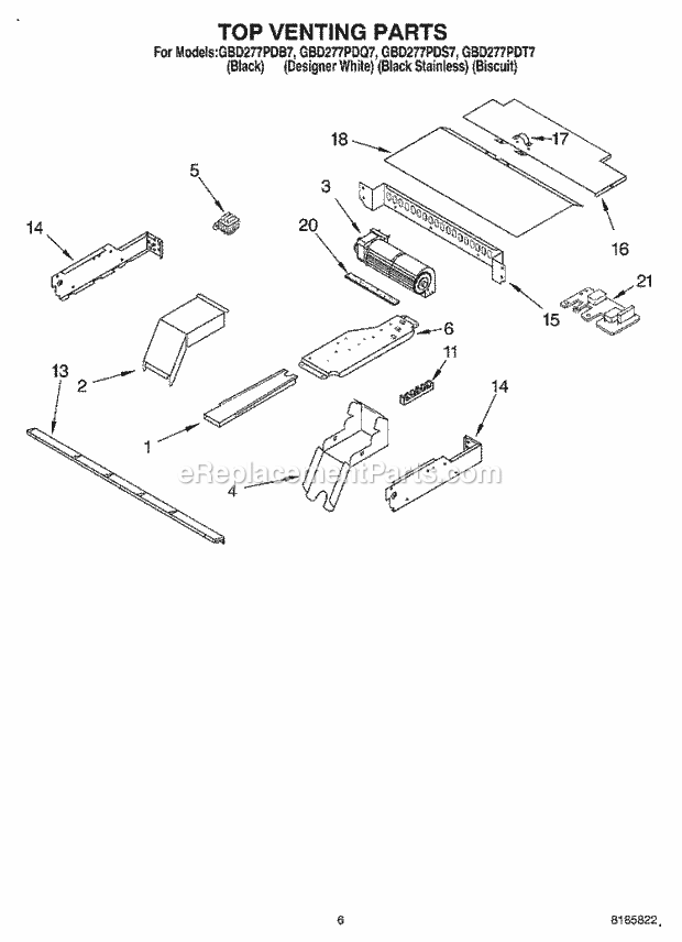 Whirlpool GBD277PDB7 Electric Built-in Oven Top Venting, Optional Diagram