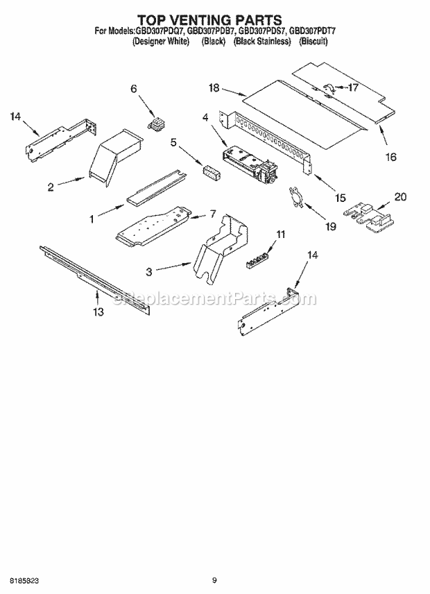 Whirlpool GBD307PDB7 Electric Built-in Oven Top Venting, Optional Diagram