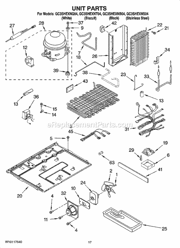 Whirlpool GC3SHEXNB04 Side-By-Side Refrigerator Unit Parts Diagram