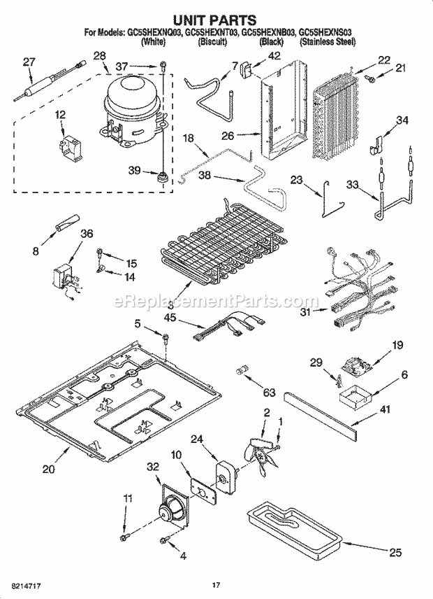 Whirlpool GC5SHEXNB03 Side-By-Side Refrigerator Unit Parts Diagram