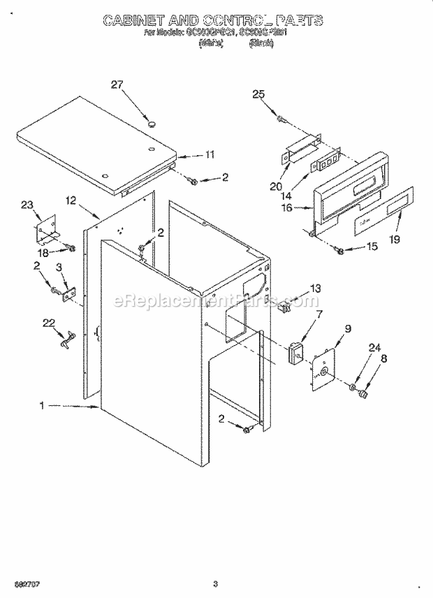 Whirlpool GC900QPGB1 Trash Compactor Cabinet and Control Diagram