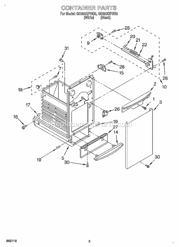 Whirlpool GC900QPHQ0 Compactor Container Diagram