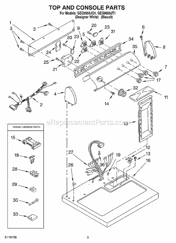 Whirlpool GEQ9858JQ1 Residential Dryer Page B Diagram