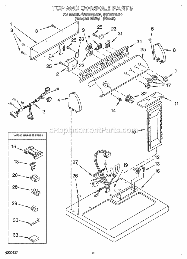 Whirlpool GEQ9858JT0 Residential Electric Dryer Page C Diagram