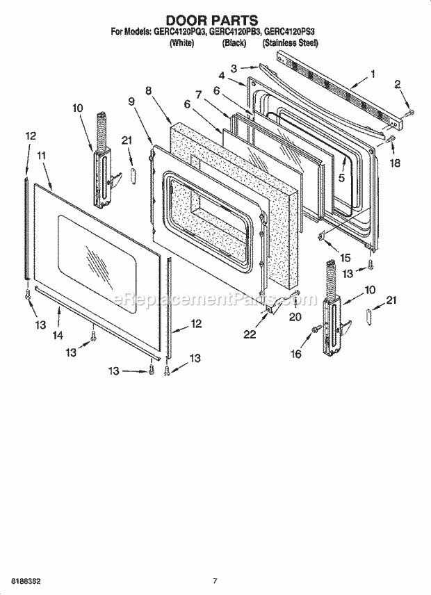 Whirlpool GERC4120PB3 Freestanding Electric Door Parts, Optional Parts (Not Included) Diagram