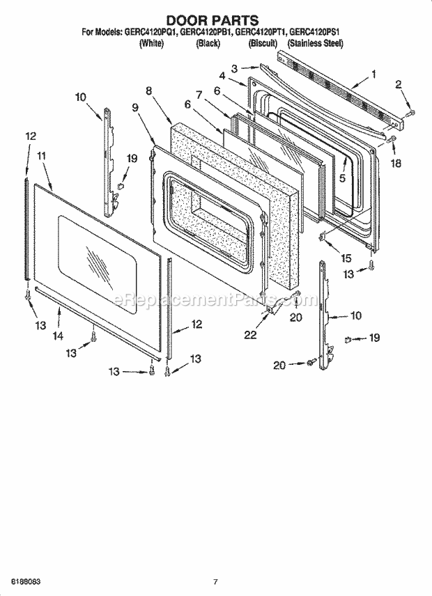 Whirlpool GERC4120PS1 Freestanding Electric Range Door Parts, Optional Parts (Not Included) Diagram