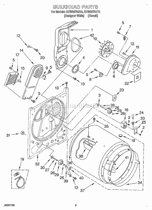 Whirlpool GEW9878JT0 Residential Electric Dryer Page C Diagram