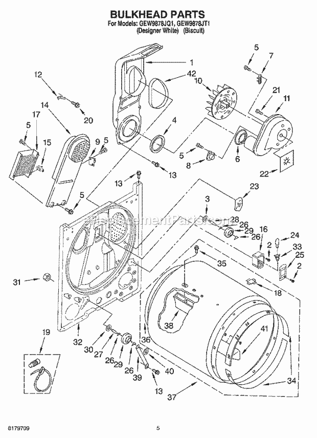 Whirlpool GEW9878JT1 Residential Dryer Page C Diagram