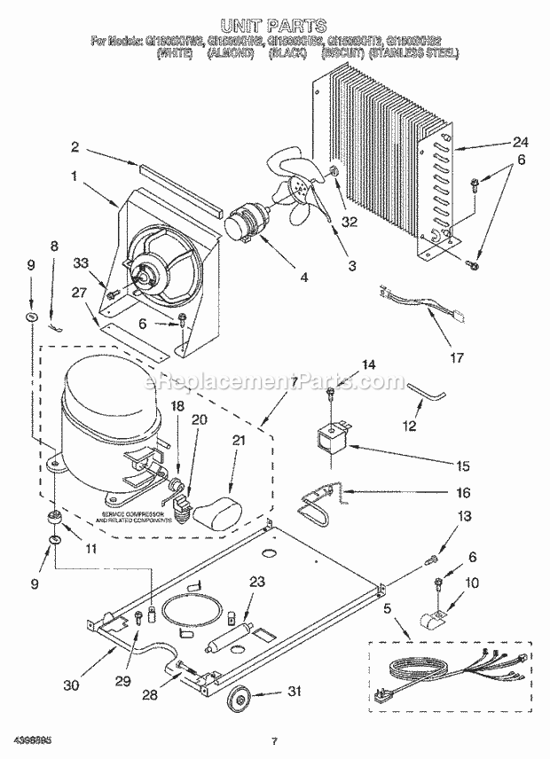 Whirlpool GI1500XHW2 Freestanding Ice Cube Maker Unit Diagram