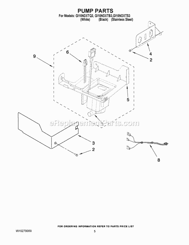 Whirlpool GI15NDXTQ3 Freestanding Ice Cube Maker Pump Parts Diagram