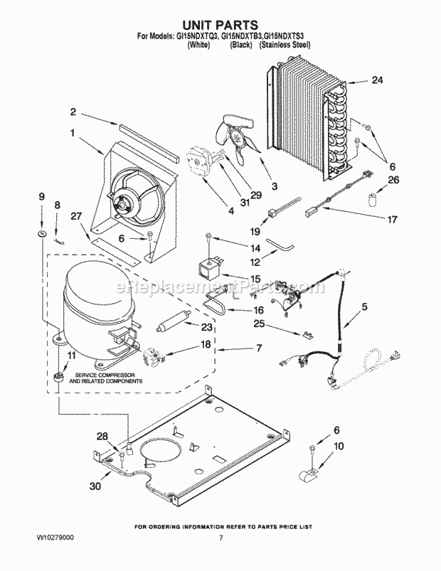 Whirlpool GI15NDXTQ3 Freestanding Ice Cube Maker Unit Par Diagram