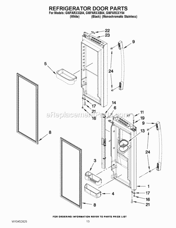 Whirlpool GI6FARXXQ04 Bottom Freezer Refrigerator Refrigerator Door Parts Diagram