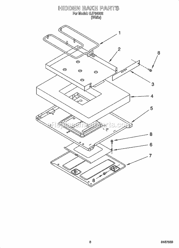 Whirlpool GJP84802 Freestanding Electric Hidden Bake Parts, Miscellaneous Parts Diagram