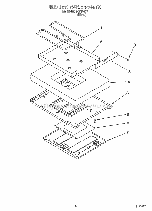 Whirlpool GJP84901 Freestanding Electric Hidden Bake Parts, Miscellaneous Parts Diagram