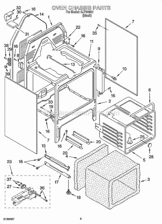 Whirlpool GJP84901 Freestanding Electric Oven Chassis Parts Diagram