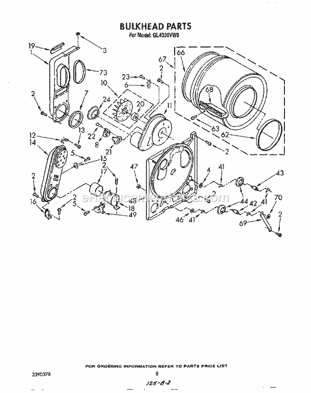 Whirlpool GL4030VL0 Dryer Section Diagram