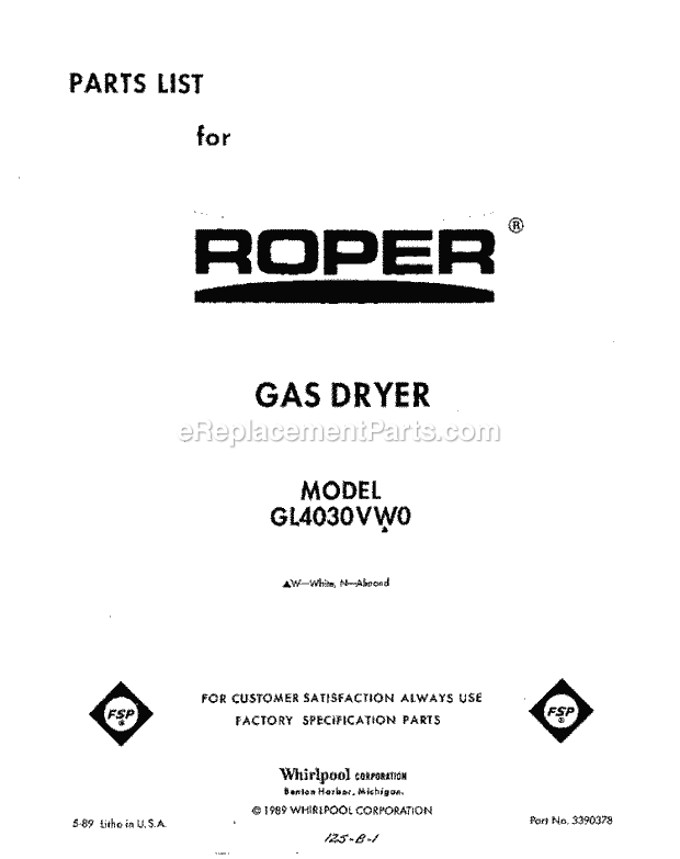 Whirlpool GL4030VL0 Dryer Page D Diagram