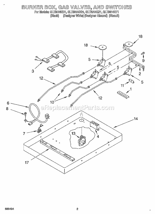 Whirlpool GLT3014GZ1 Gas Cooktop Page B Diagram