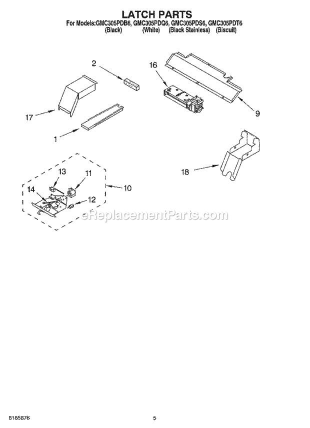 Whirlpool GMC305PDS6 Wall Oven/Microwave Combo Latch Diagram