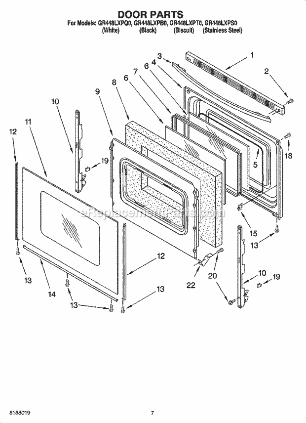 Whirlpool GR448LXPB0 Freestanding Electric Door Parts, Optional Parts (Not Included) Diagram