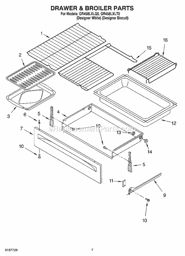 Whirlpool GR458LXLQ0 Freestanding Electric Range Drawer and Broiler, Optional Diagram