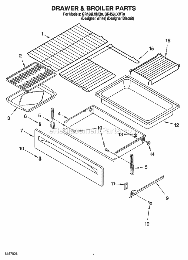 Whirlpool GR458LXMT0 Freestanding Electric Drawer & Broiler Parts, Miscellaneous Parts Diagram