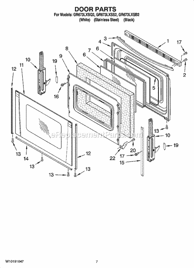 Whirlpool GR673LXSB2 Freestanding Electric Door Parts, Optional Parts (Not Included) Diagram