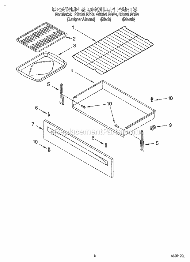 Whirlpool GS395LEGB4 Freestanding Gas Range Drawer and Broiler, Optional Diagram