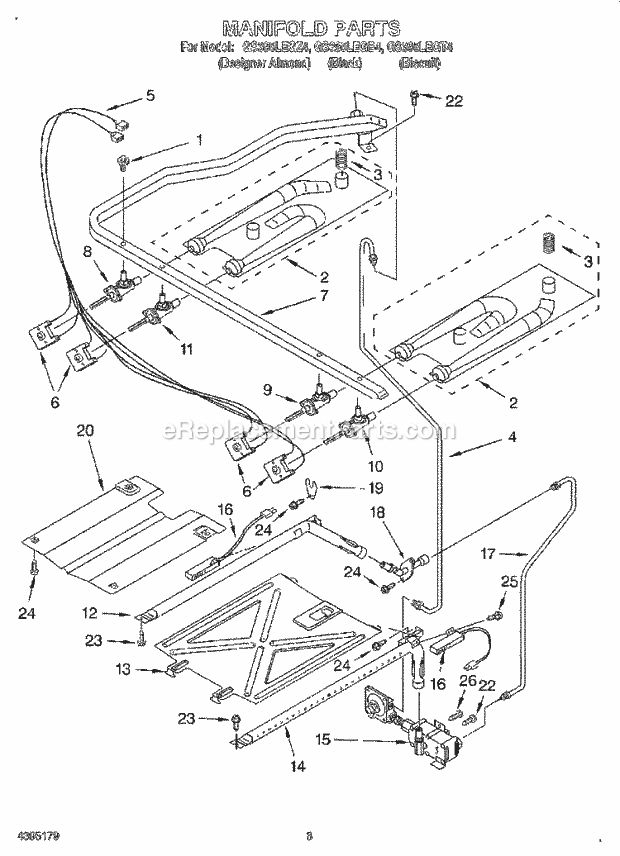 Whirlpool GS395LEGB4 Freestanding Gas Range Manifold Diagram