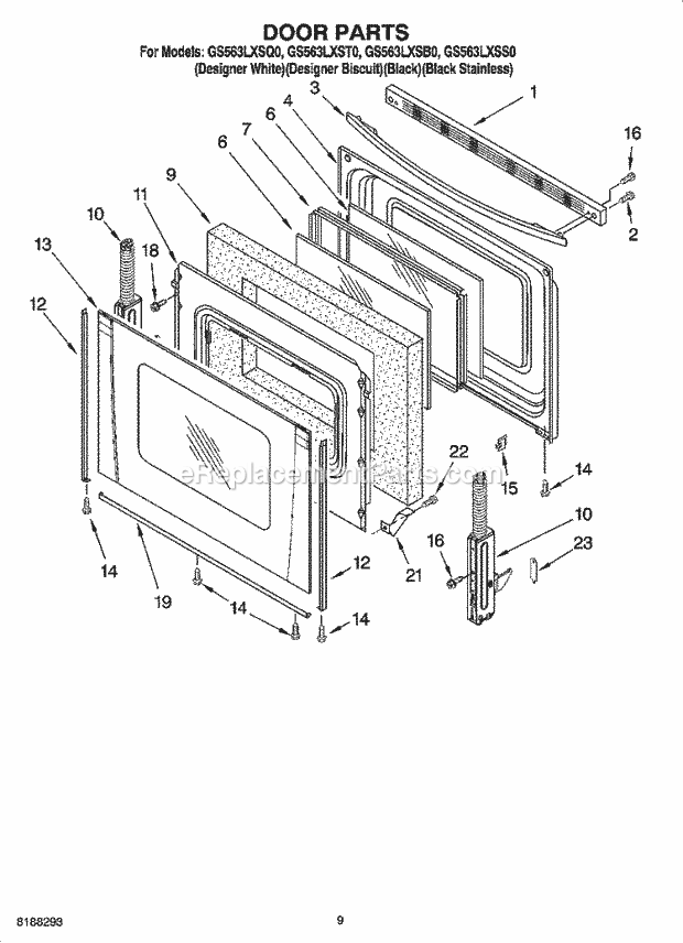 Whirlpool GS563LXSQ0 Freestanding Gas Range Door Parts, Optional Parts (Not Included) Diagram