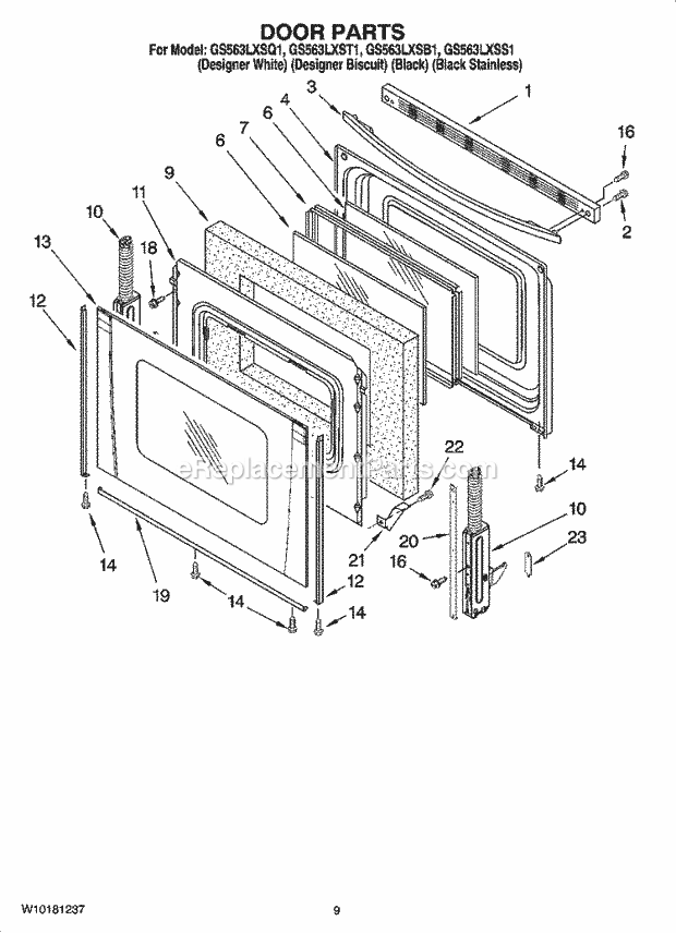 Whirlpool GS563LXSS1 Freestanding Gas Range Door Parts, Optional Parts (Not Included) Diagram