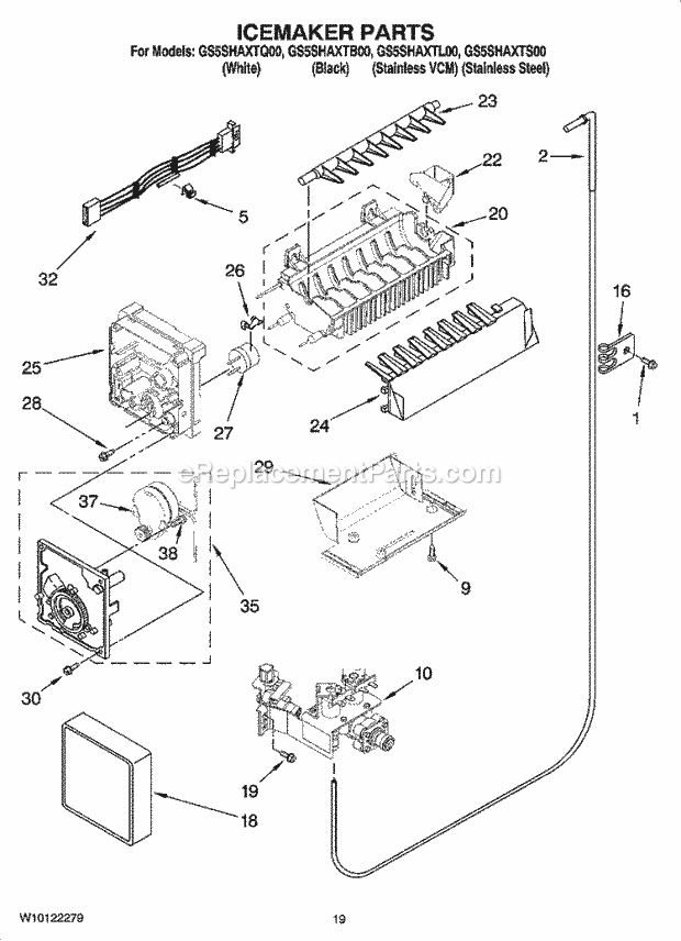 Whirlpool GS5SHAXTS00 Side-By-Side Refrigerator Icemaker Parts, Optional Parts (Not Included) Diagram